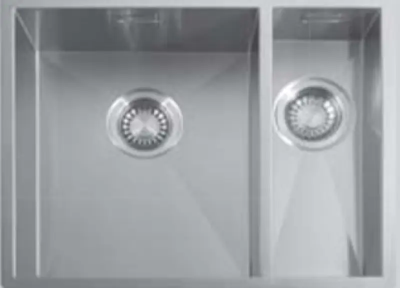 ABK Baronga un et demi 1.5 évier en inox 34x40+15x40 cm à fleur de plan, sous plan et en surface BAR3415FVI