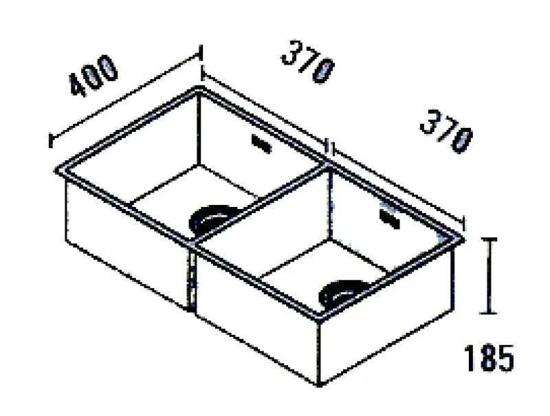 ABK Baronga grand évier double en inox 37x40+37x40 cm à fleur de plan, sous plan et en surface BAR3737FVI