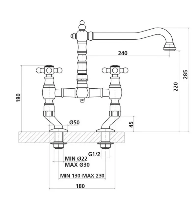Robinet de cuisine nostalgique inox V1979RVSST