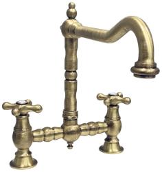 PB Robinet de cuisine à pont nostalgique Bec coudé en bronze avec boutons en étoile PBN.BRO.H.ST