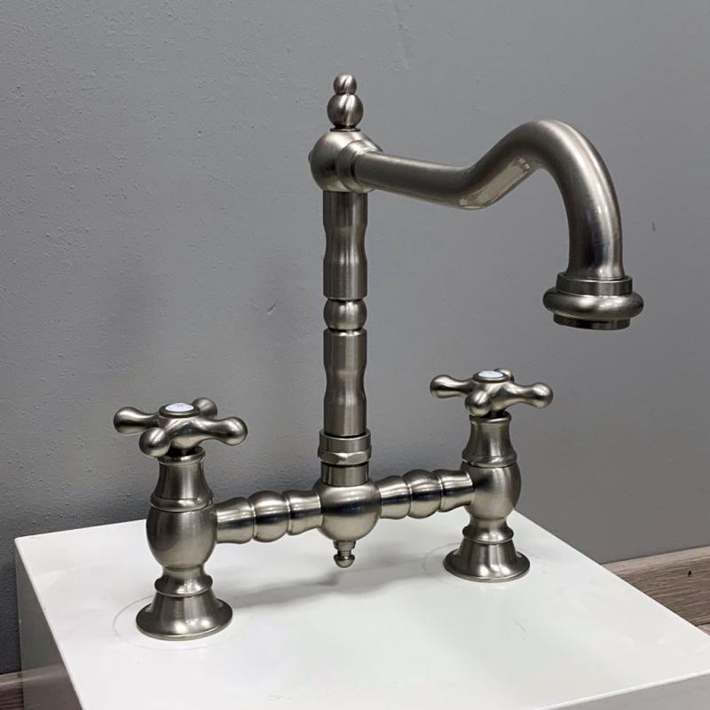 PB Nostalgic bridge mitigeur de cuisine Bec d'angle en inox avec boutons en étoile PBN.RVS.H.ST