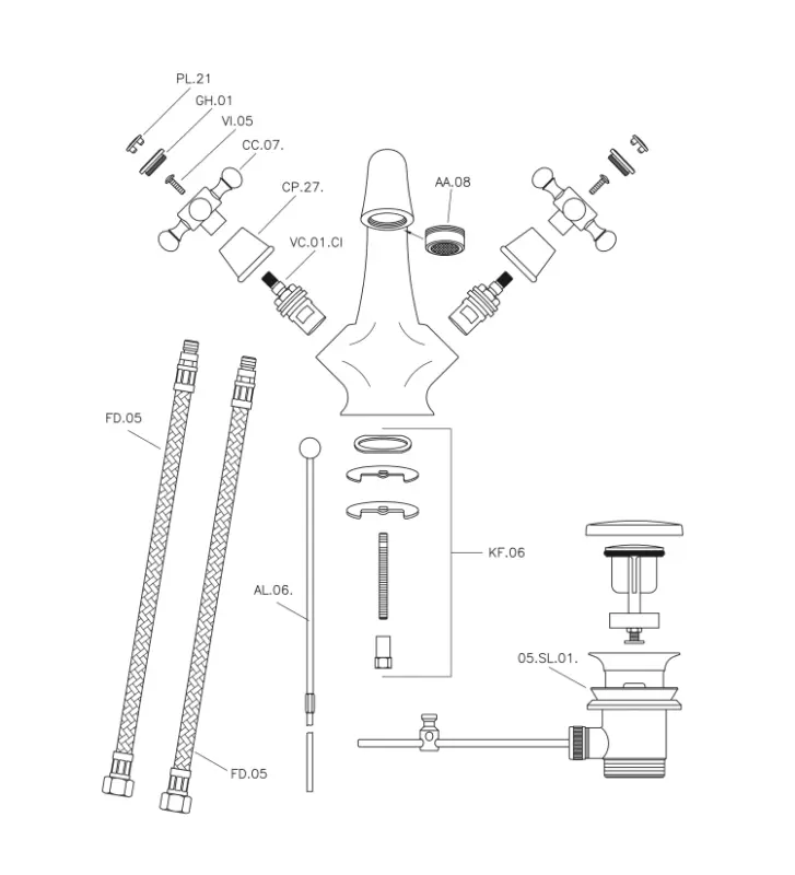 Huber Victorian Mélangeur de lavabo couleur Bronze VT00051027