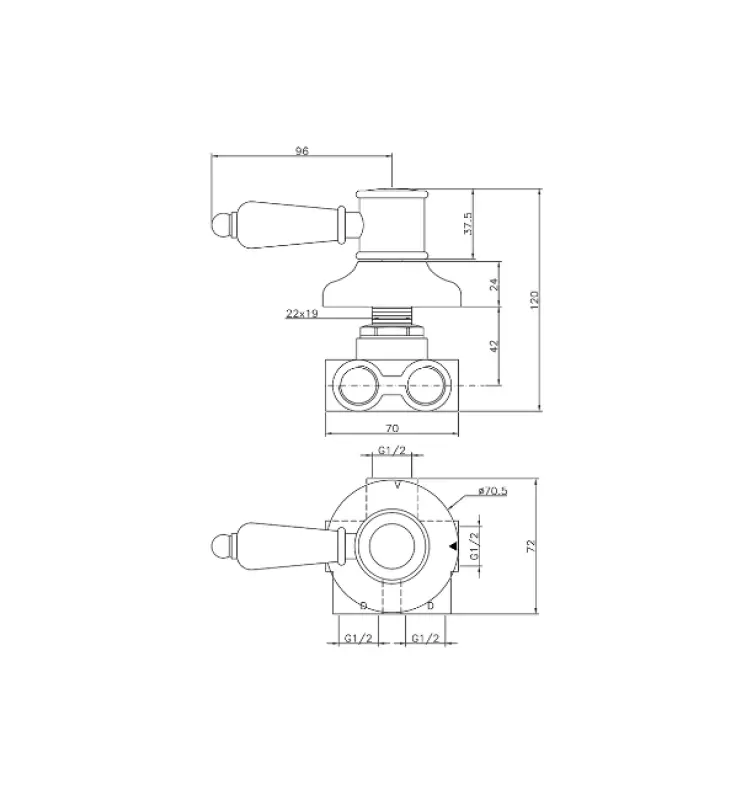 Huber Victorian Inverseur 3 sorties Doré VT0002702