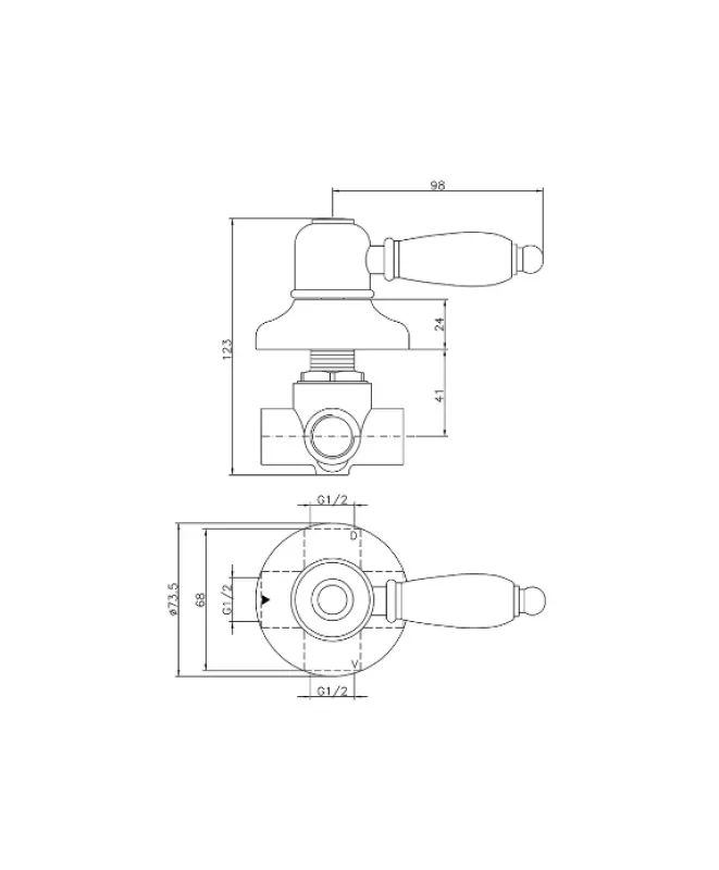 Huber Croisette robinet inverseur couleur Bronze 1/2 653.CS01H.BA