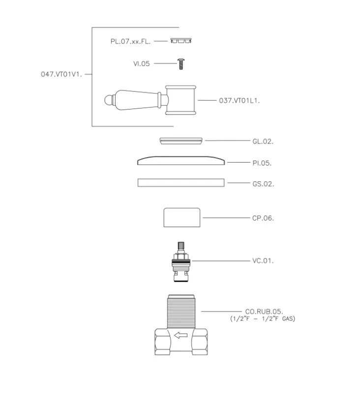 Huber Victorian Robinet d'arrêt encastrable Doré VT0003102G