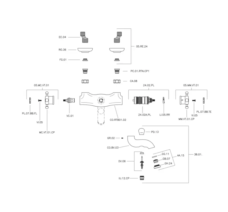 Huber Victorian Mitigeur Thermostatique de Bain couleur Bronze VTT2701027