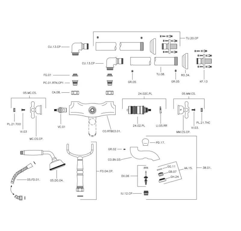 Huber Croisette Mélangeur Thermostatique de bain au sol couleur Bronze CST3901027