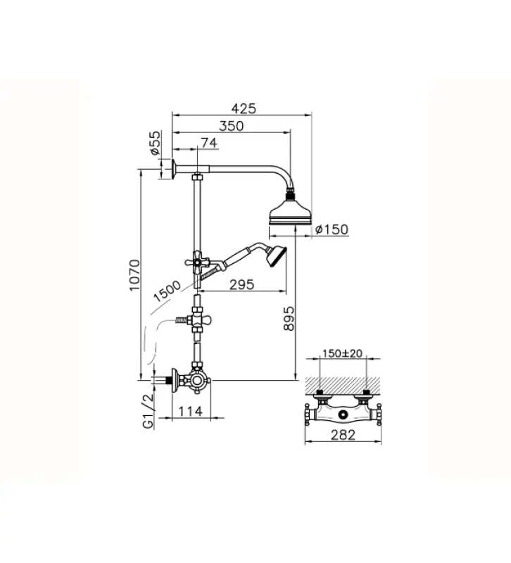 Huber Victorian Set de douche thermostatique 15cm Bronze 390.VT01H.BA
