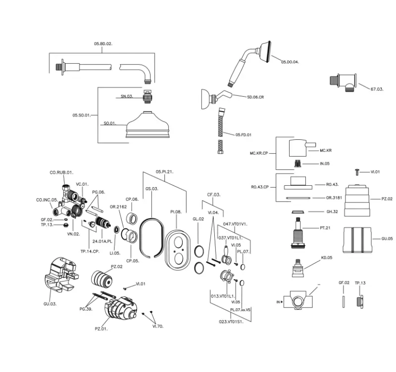 Huber Victorian Set Thermostatique de Douche Encastrable couleur Bronze 913.VT01H.BA