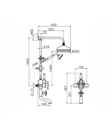 Huber Victorian Ensemble de douche thermostatique Chromé-Doré 592.VT21H.CA