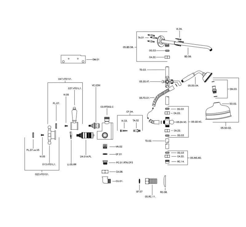 Huber Victorian Set Thermostatique de Douche 20cm Doré 590.VT21H.AG