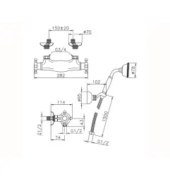 Huber Victorian Robinet thermostatique de douche avec douchette inox VTD010102A