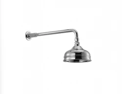 Douche Huber Nostalgic avec effet pluie Tête de douche chromée 15cm avec bras mural en inox 611.01H.AC