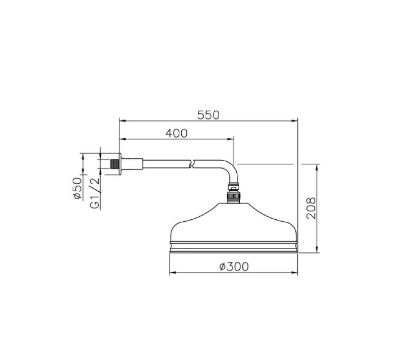 Huber Nostalgic Classic tête de douche avec effet pluie 30cm chromé avec bras mural 612.03H.CR