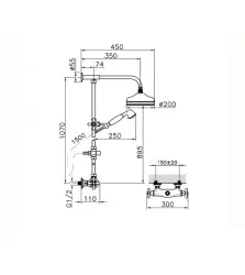 Huber Croisette Thermostatic Shower Set Chrome/Gold 390.CS21H.CA