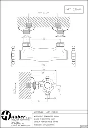 Huber Victorian Robinet thermostatique de douche avec douchette Doré 1154957652