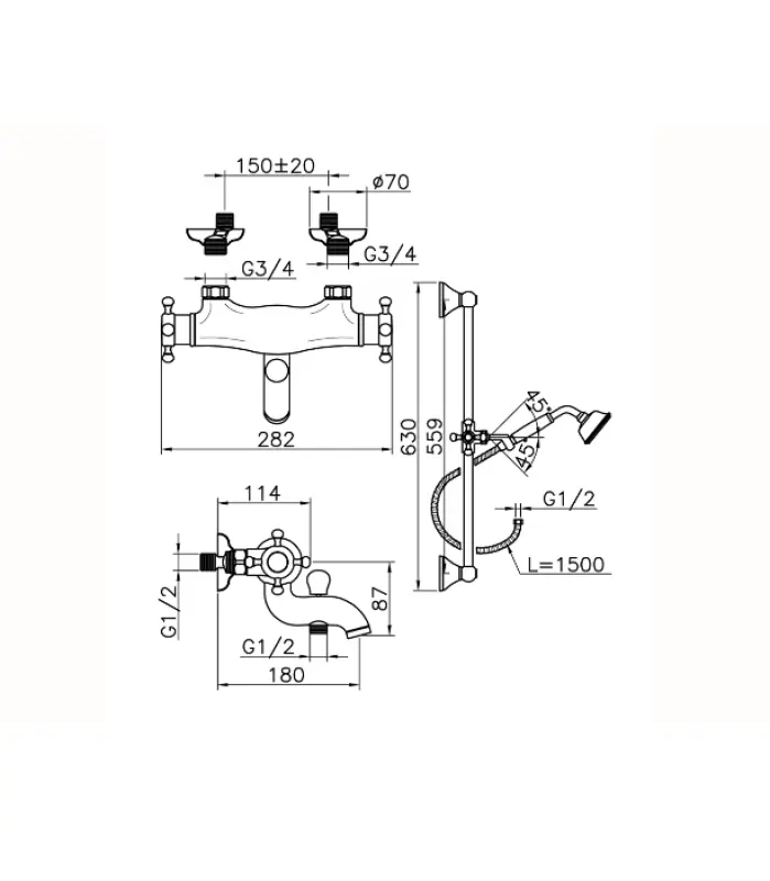 Huber Victorian Nostalgic Robinet de baignoire VTS270102A