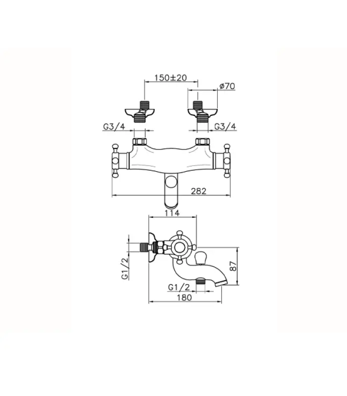 Huber Victorian Mitigeur Thermostatique de Bain Doré VTT270102G