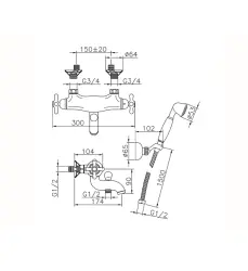 Huber Croisette Mélangeur thermostatique bain-douche Doré CSD270102G