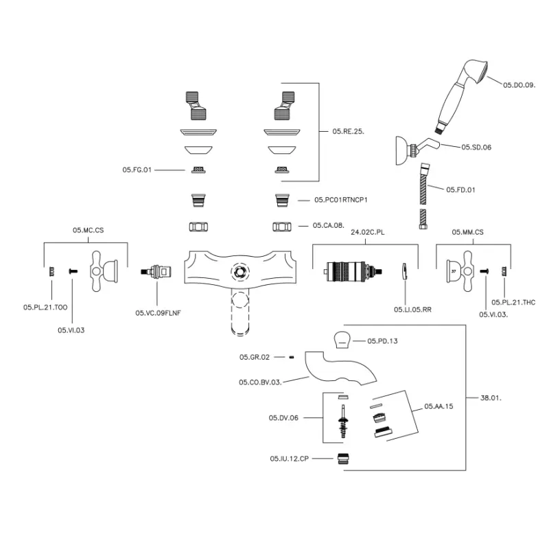 Huber Croisette Mélangeur thermostatique bain-douche Doré CSD270102G