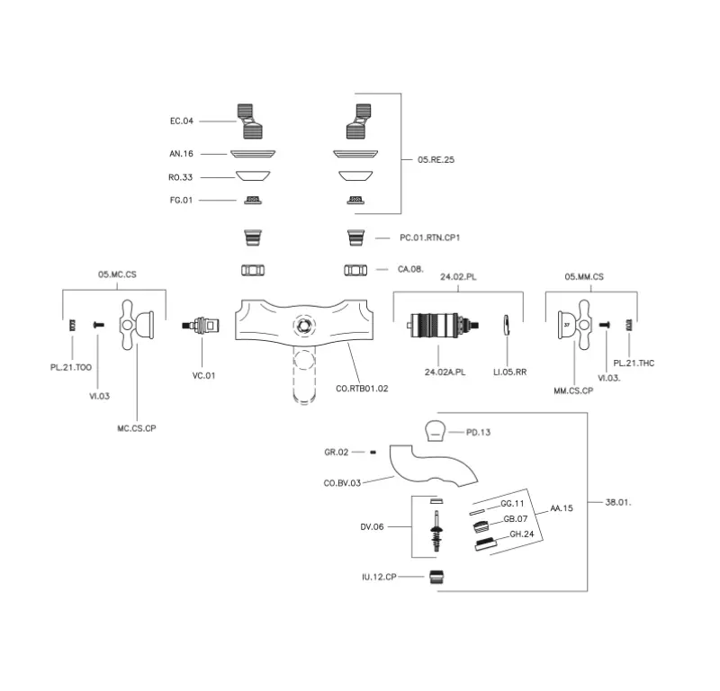 Huber Croisette Mélangeur thermostatique de bain Doré CST270102