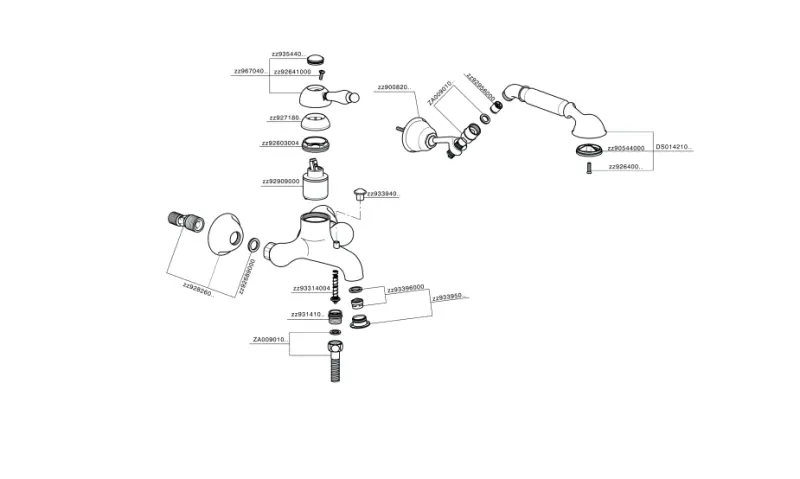 Huber Croisette Mitigeur de bain avec douchette chromé CM00012021