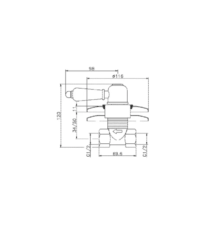 Huber Croisette Robinet d'arrêt encastrable Doré CS0003102G