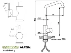 Lorreine Alton Robinet de cuisine entièrement en inox avec bec pivotant 1155047742