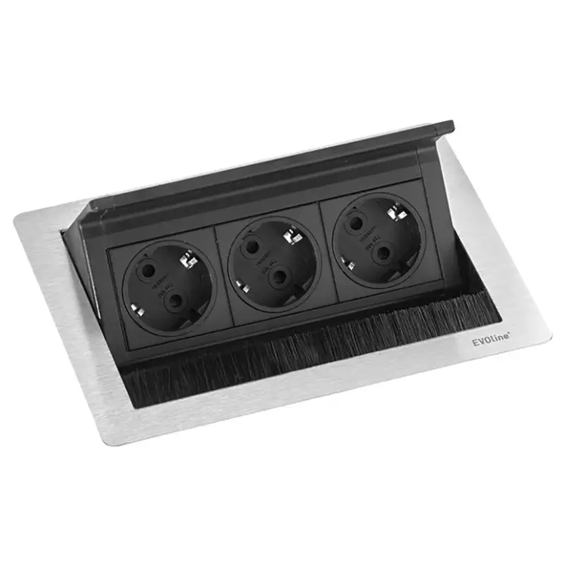 EVOline Fliptop 3 Prises de courant à encastrerMise à la terre de type E inox