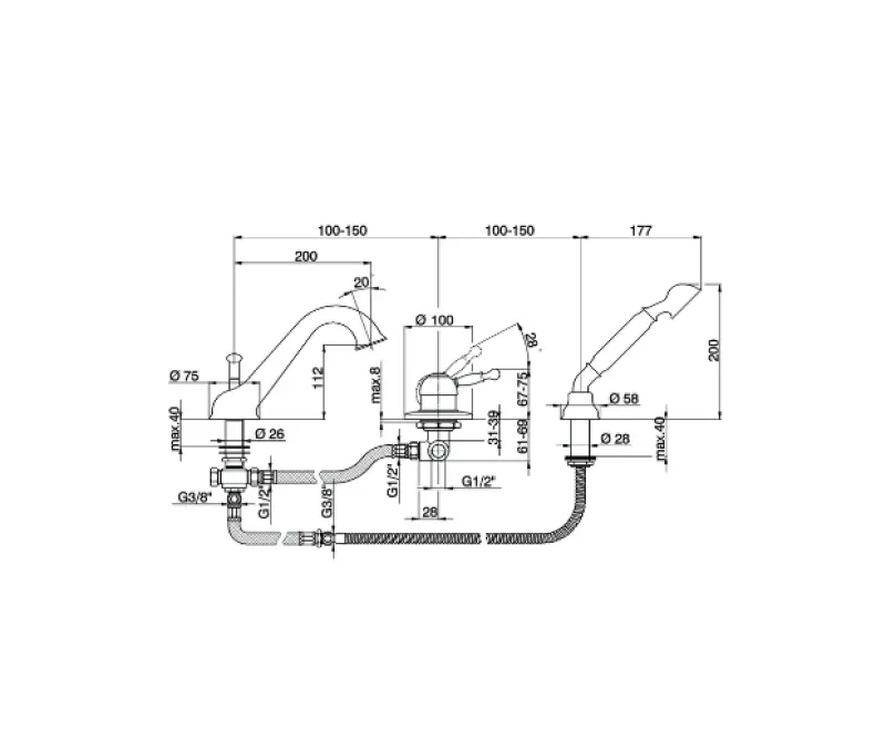Cisal Arcana Royal Bath mitigeur de baignoire sur gorge Or AY00126024