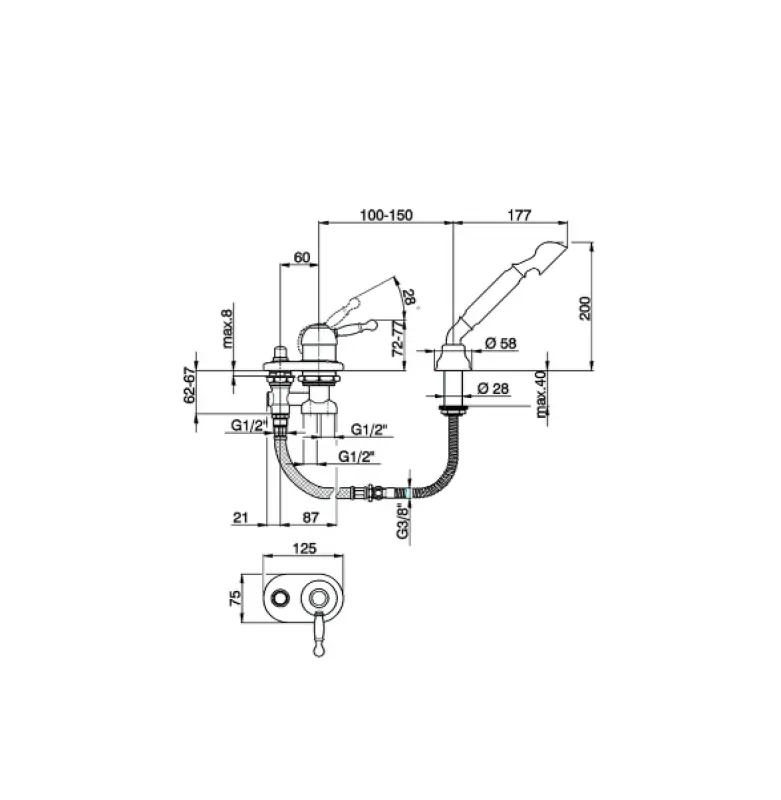 Cisal Arcana Royal Bath mitigeur de bain sur gorge Vieux Cuivre AY00129026