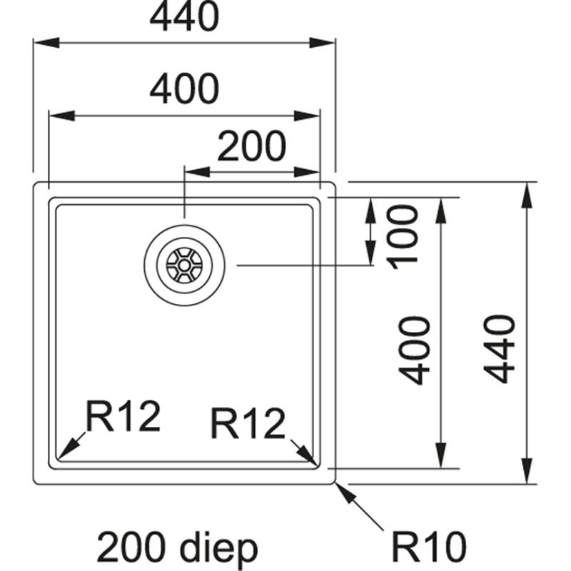 Franke Bolero Plus R12 BXX 210-40 évier en inox à fleur de plan 40x40cm 127.0576.359