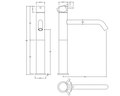 Waterevolution Flow robinet de lavabo à bec haut pour lavabos, avec bouchon chromé T11501