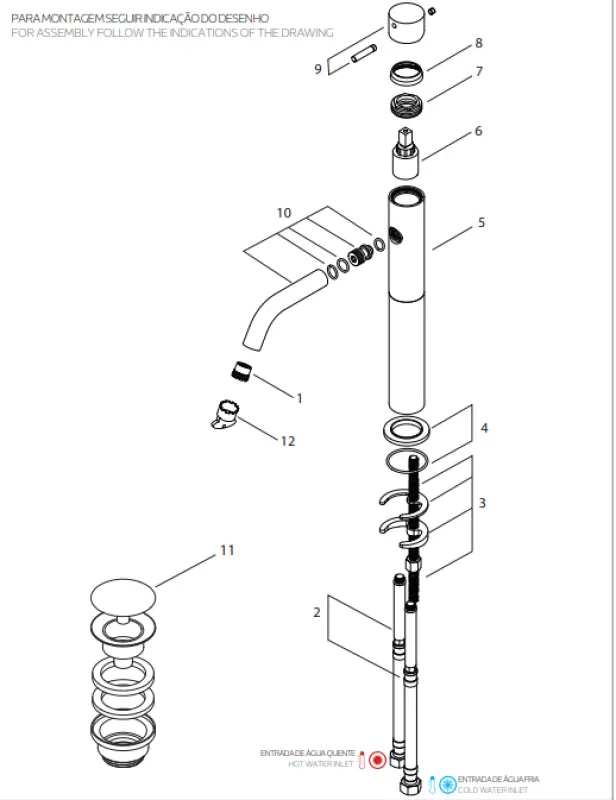 Waterevolution Flow robinet de lavabo à bec haut pour lavabos, avec bouchon chromé T11501