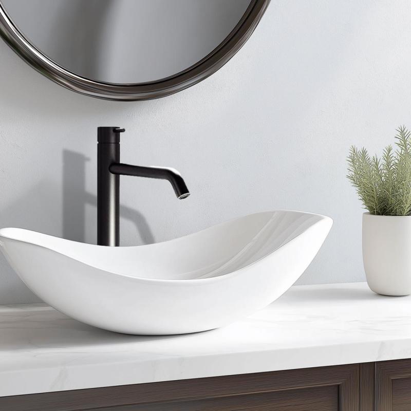 Waterevolution Flow robinet de lavabo haut pour incl. bonde clic-clac noir mat T115PR