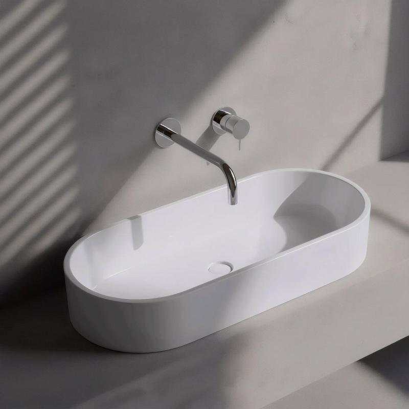 Robinet de lavabo encastré Watervolution Flow chromé avec bec de 25 cm T116B01-25