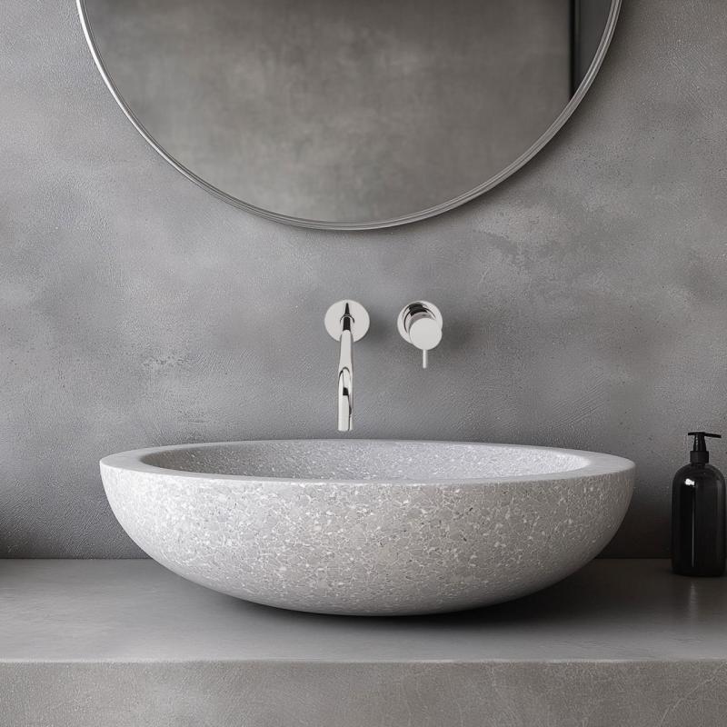 Robinet de lavabo encastré Watervolution Flow chromé avec bec de 25 cm T116B01-25