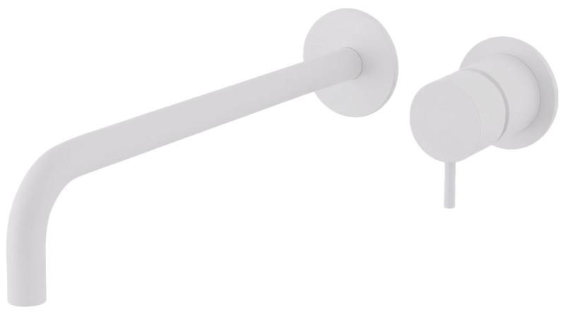 Robinet de lavabo encastré Watervolution Flow blanc mat avec bec de 25 cm T116BBR-25
