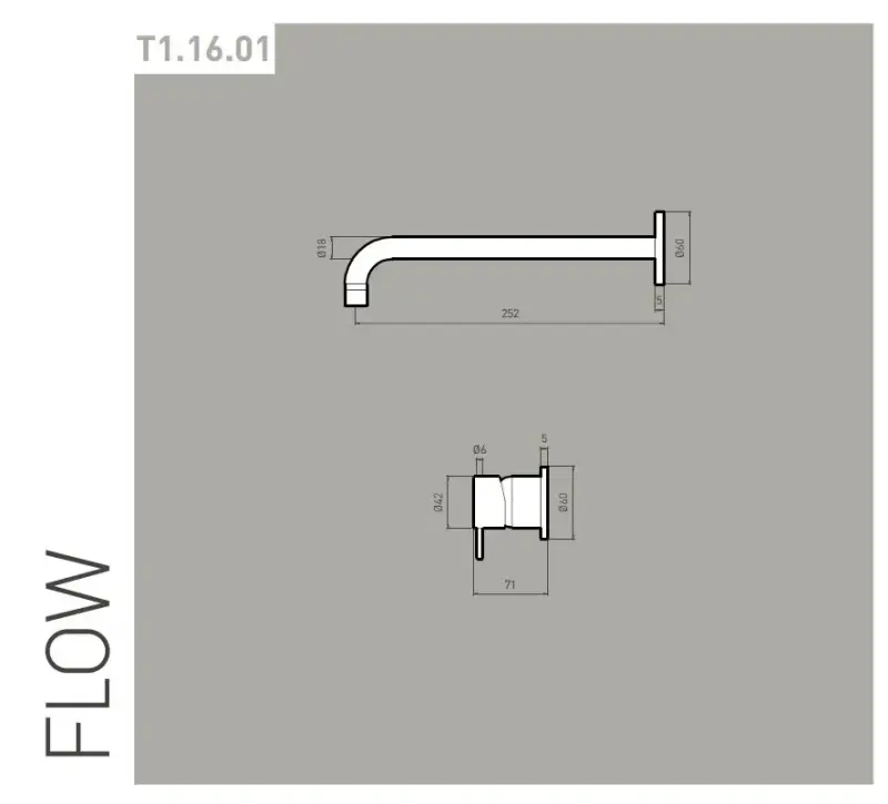 Robinet de lavabo encastré Watervolution Flow blanc mat avec bec de 25 cm T116BBR-25