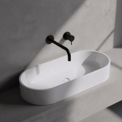Robinet de lavabo encastré Watervolution Flow noir mat avec bec de 25 cm T116BPR-25