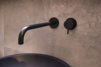 Robinet de lavabo encastré Watervolution Flow noir mat avec bec de 25 cm T116BPR-25