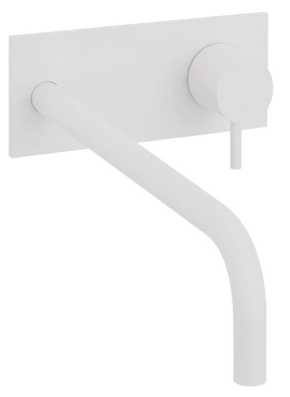 Waterevolution Flow Mitigeur lavabo encastré avec plaque Blanc mat avec bec 25cm T1161BBR-25
