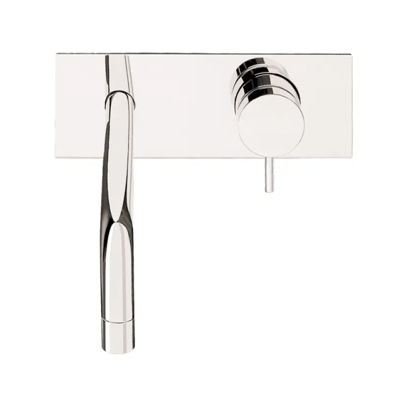 Waterevolution Flow mitigeur lavabo encastré avec plaque de recouvrement noir mat avec bec 25cm T1161BPR-25