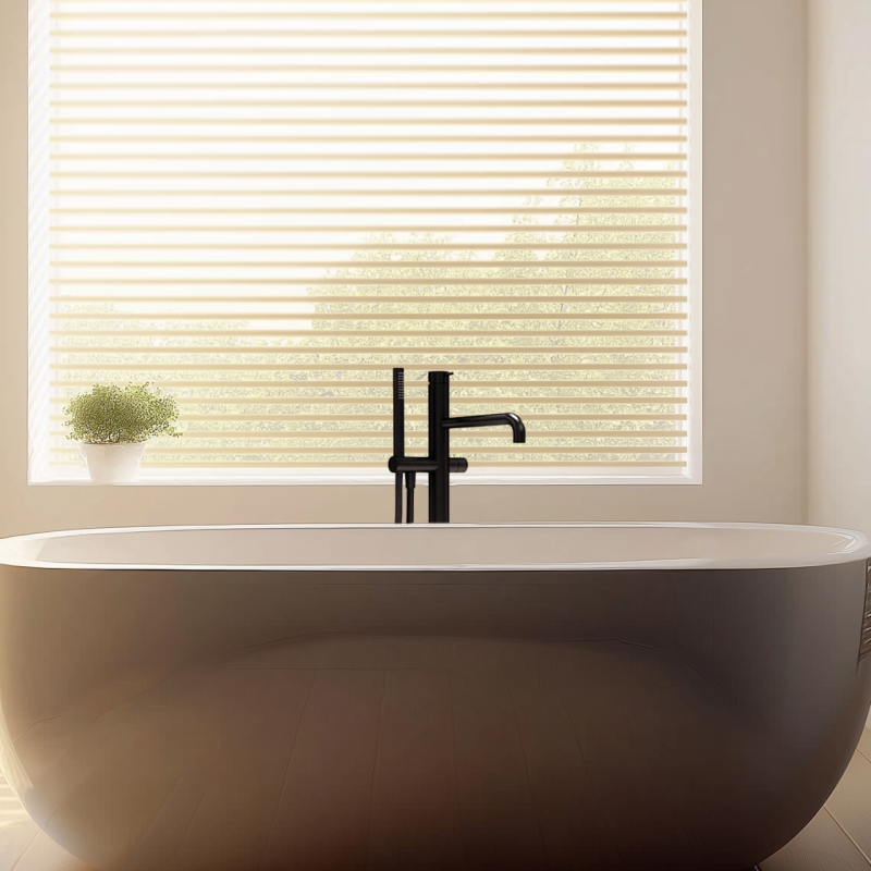 Waterevolution Flow Mitigeur de bain sur pied avec douchette Noir mat T133PR