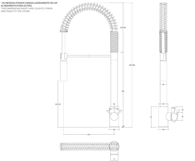 Waterevolution Flow mitigeur de cuisine semi-professionnel noir mat avec colonne et ressort T157PR