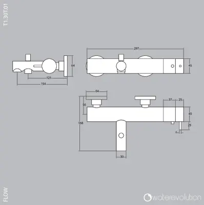 Mitigeur de baignoire Waterevolution Flow avec douchette chromée T13001
