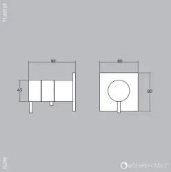 Waterevolution Flow thermostat de douche encastré avec rosace carrée, blanc mat T142TBBR