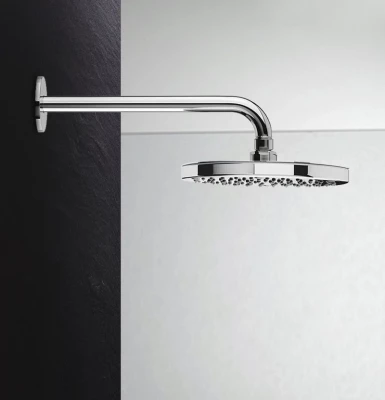 Waterevolution Flow pomme de douche 200 mm avec raccord mural chromé T164101