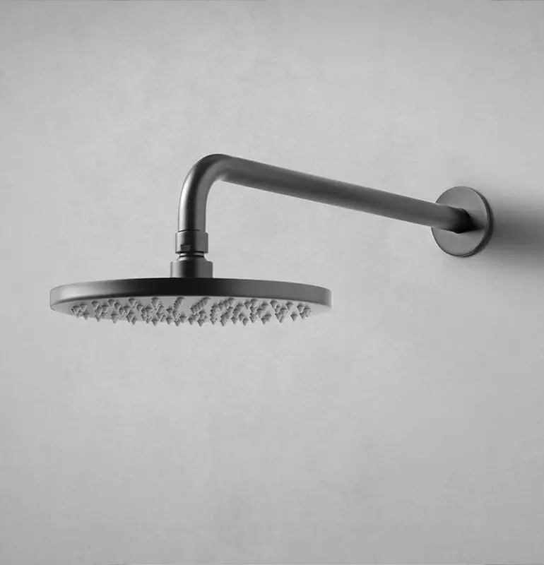 Waterevolution Flow pomme de douche 200 mm avec raccord mural noir mat T1641PR