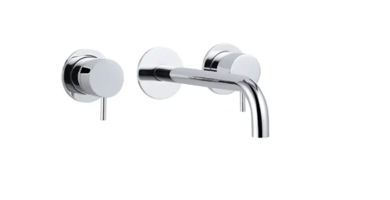 Robinet de lavabo encastré à 3 trous Waterrevolution Flow, chrome, avec bec de 25 cm T1163F01-25